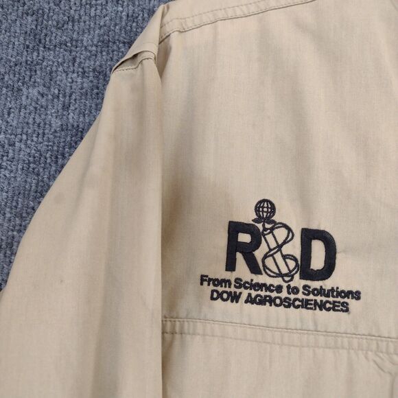 Rivers End DOW Agroscience Button Down Long Sleeve Shirt SZ XL Tan Pockets - Picture 11 of 14